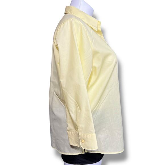 Foxcroft Womens Blouse Button Down Top Wrinkle Free Shaped Fit Collared Yellow - Picture 2 of 8